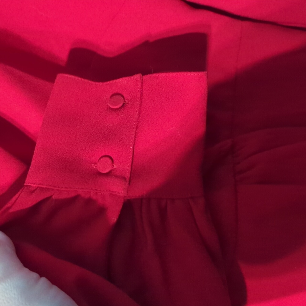 J Crew Women's Shirt Top Peplum Drapey Flowy Faux Wrap Red Christmas Holiday 8 - Picture 4 of 12